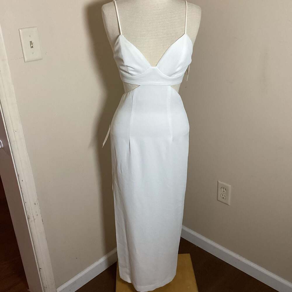 Bardot White Cutout Midi Dress Size US 4 - Thumbnail 4
