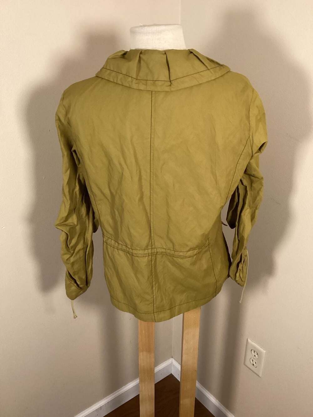 Coldwater Creek Citrine Yellow Ruffle Collar Cinched Sleeve Utility Jacket - Thumbnail 3