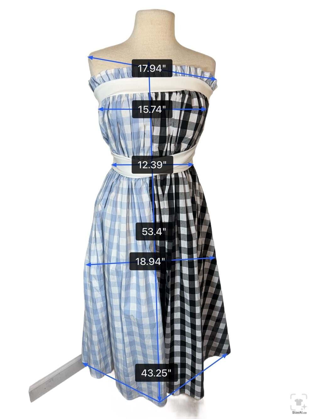 TOV Los Angeles Size 38 Strapless Gingham Midi Dress - Thumbnail 3