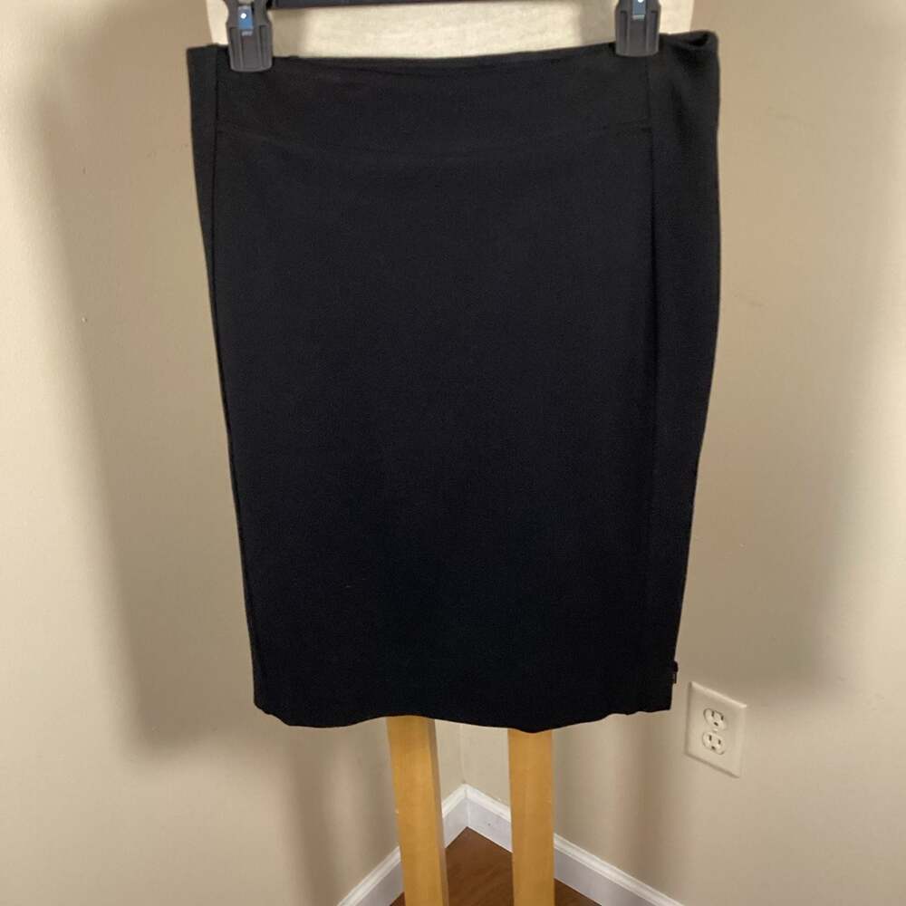Lynn Ritchie Silver Black Ponte Knit Pencil Skirt with Side Zip Seam - Thumbnail 4