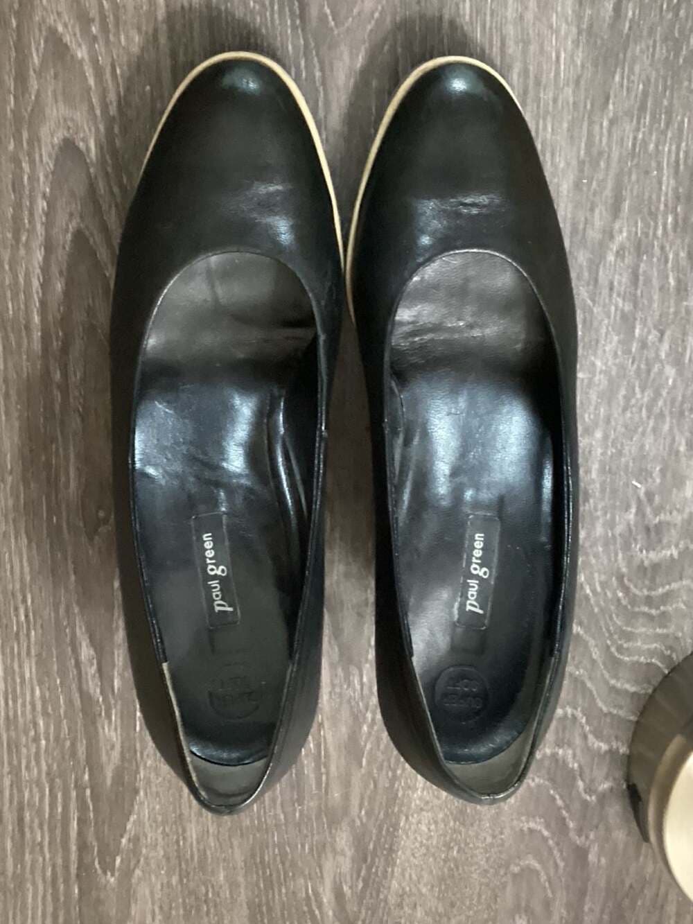 Paul Green Super Soft Black Leather Platform Block Heel Pumps Size 5.5 - Thumbnail 7