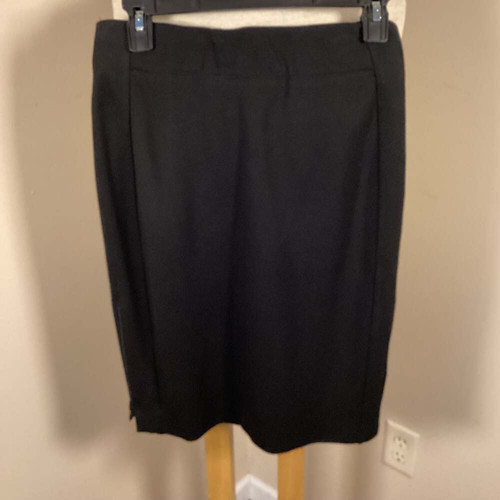 Lynn Ritchie Silver Black Ponte Knit Pencil Skirt with Side Zip Seam - Thumbnail 3