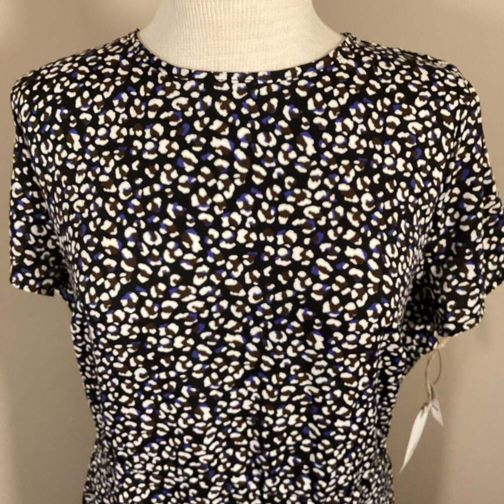 Leith Leopard Print Short Sleeve Cut Out Back Ruffle Mini Dress 1X - Thumbnail 4