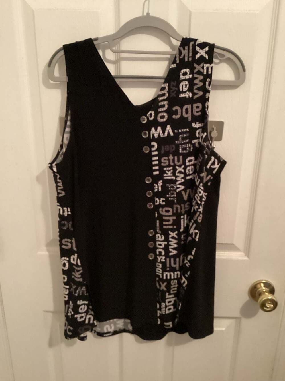 Joseph Ribkoff Size 14 Alphabet Print Sleeveless Tank Top - Thumbnail 2