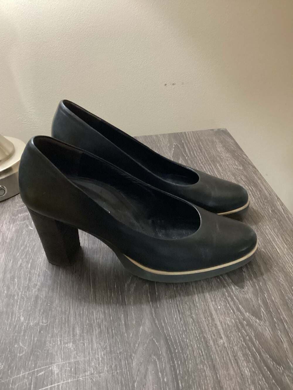 Paul Green Super Soft Black Leather Platform Block Heel Pumps Size 5.5 - Thumbnail 2