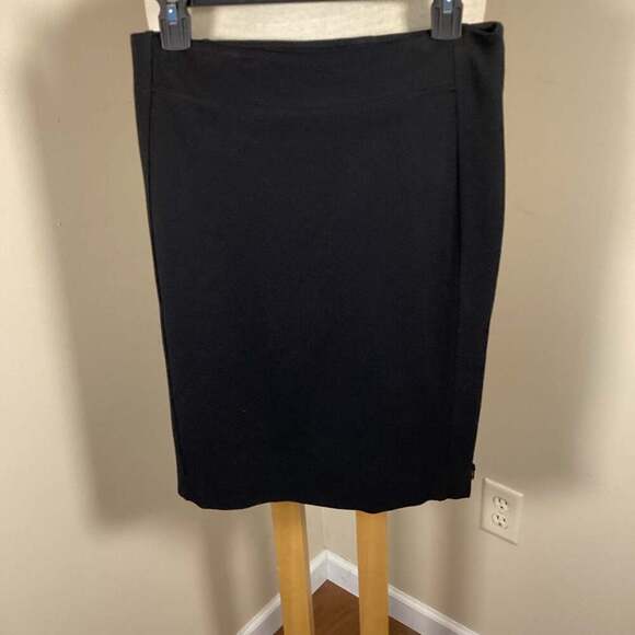 Lynn Ritchie Silver Black Ponte Knit Pencil Skirt with Side Zip Seam - Thumbnail 5