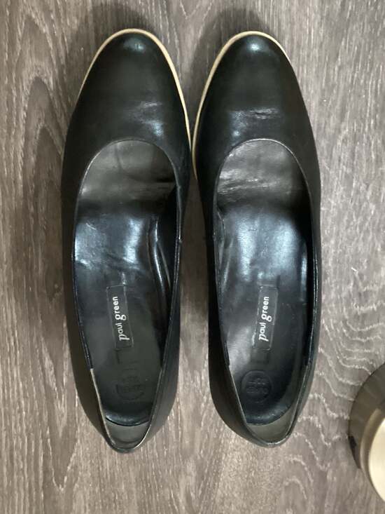 Paul Green Super Soft Black Leather Platform Block Heel Pumps Size 5.5 - Thumbnail 8