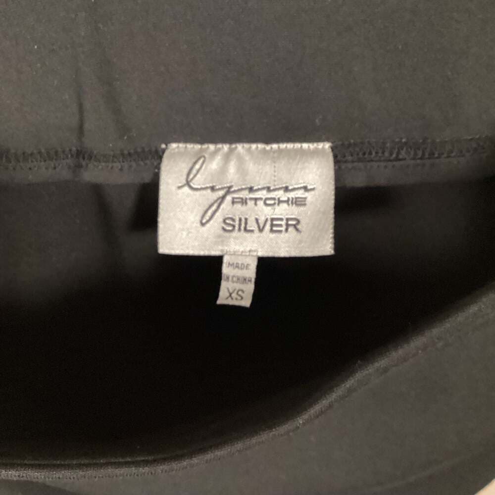 Lynn Ritchie Silver Black Ponte Knit Pencil Skirt with Side Zip Seam - Thumbnail 2