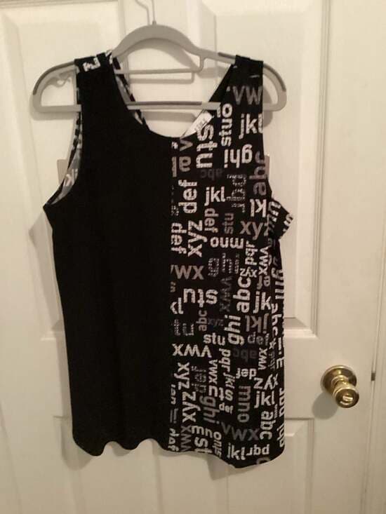 Joseph Ribkoff Size 14 Alphabet Print Sleeveless Tank Top - Thumbnail 4