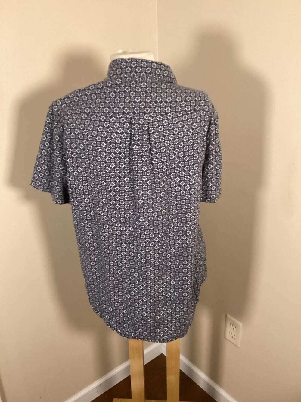 Christian Lacroix Men's Blue Floral Geometric Short Sleeve Button Down Shirt Siz - Thumbnail 3
