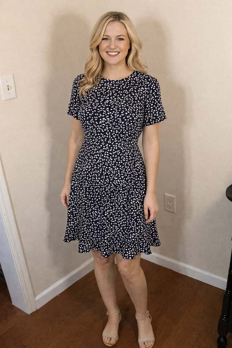 Leith Leopard Print Short Sleeve Cut Out Back Ruffle Mini Dress 1X - Thumbnail 5