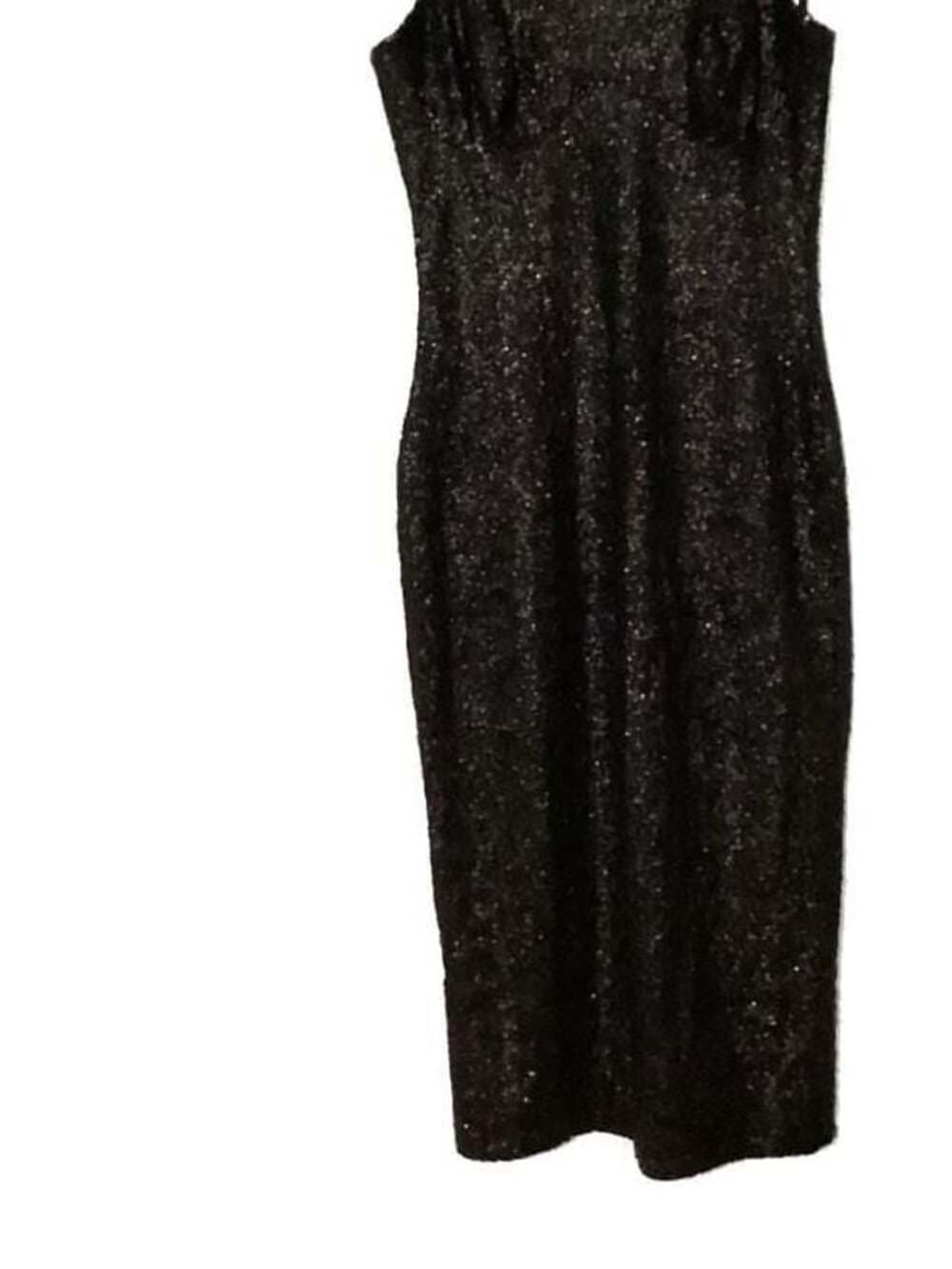 Dress the Population Gwen Black Strappy Sequin Midi Dress - Thumbnail 4