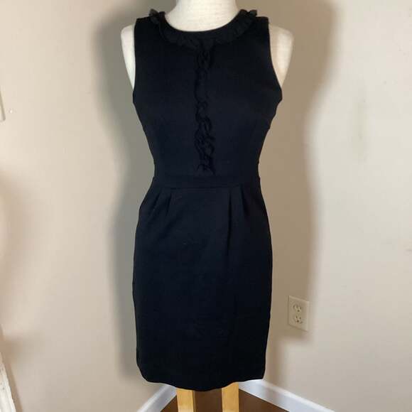 J.Crew Women's Black Sleeveless Ruffle Neck Sheath Dress Size 2 - Thumbnail 6