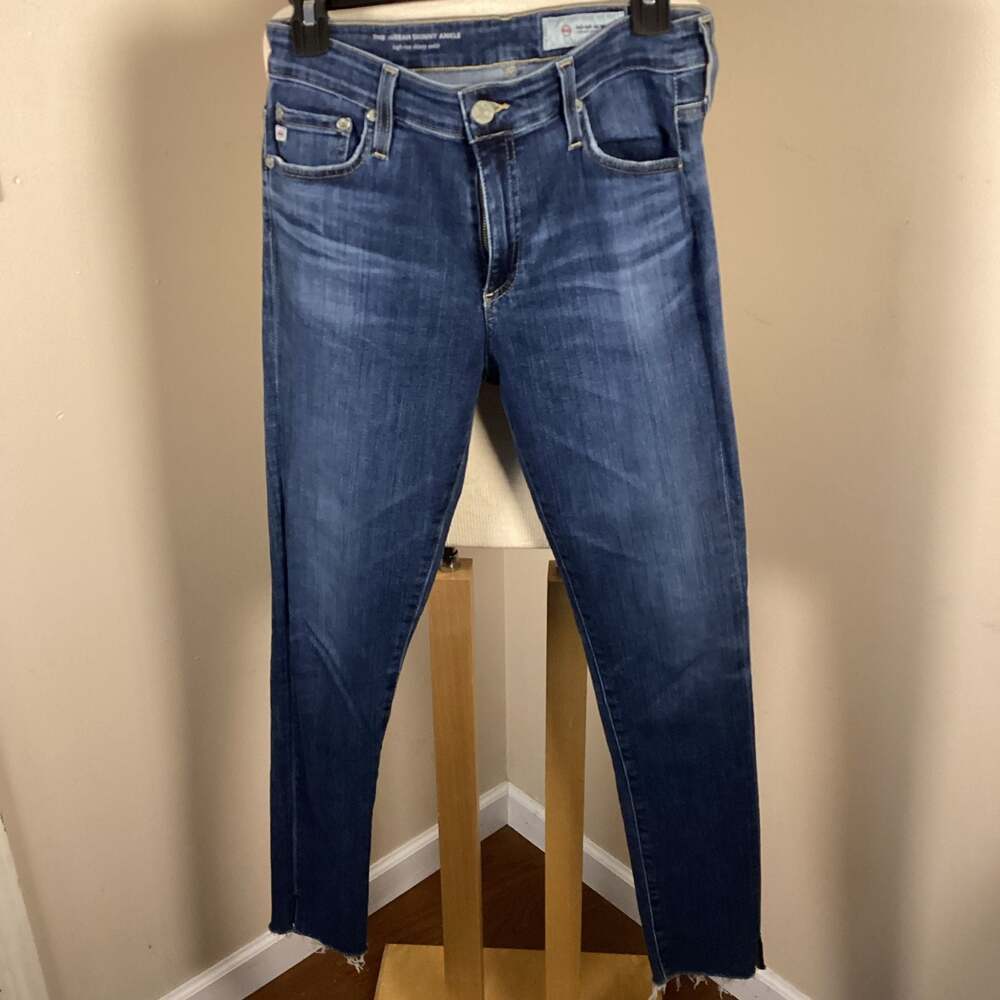 AG Adriano Goldschmied Farrah Skinny Ankle High-Rise Raw Hem Jeans Size 28R - Thumbnail 3