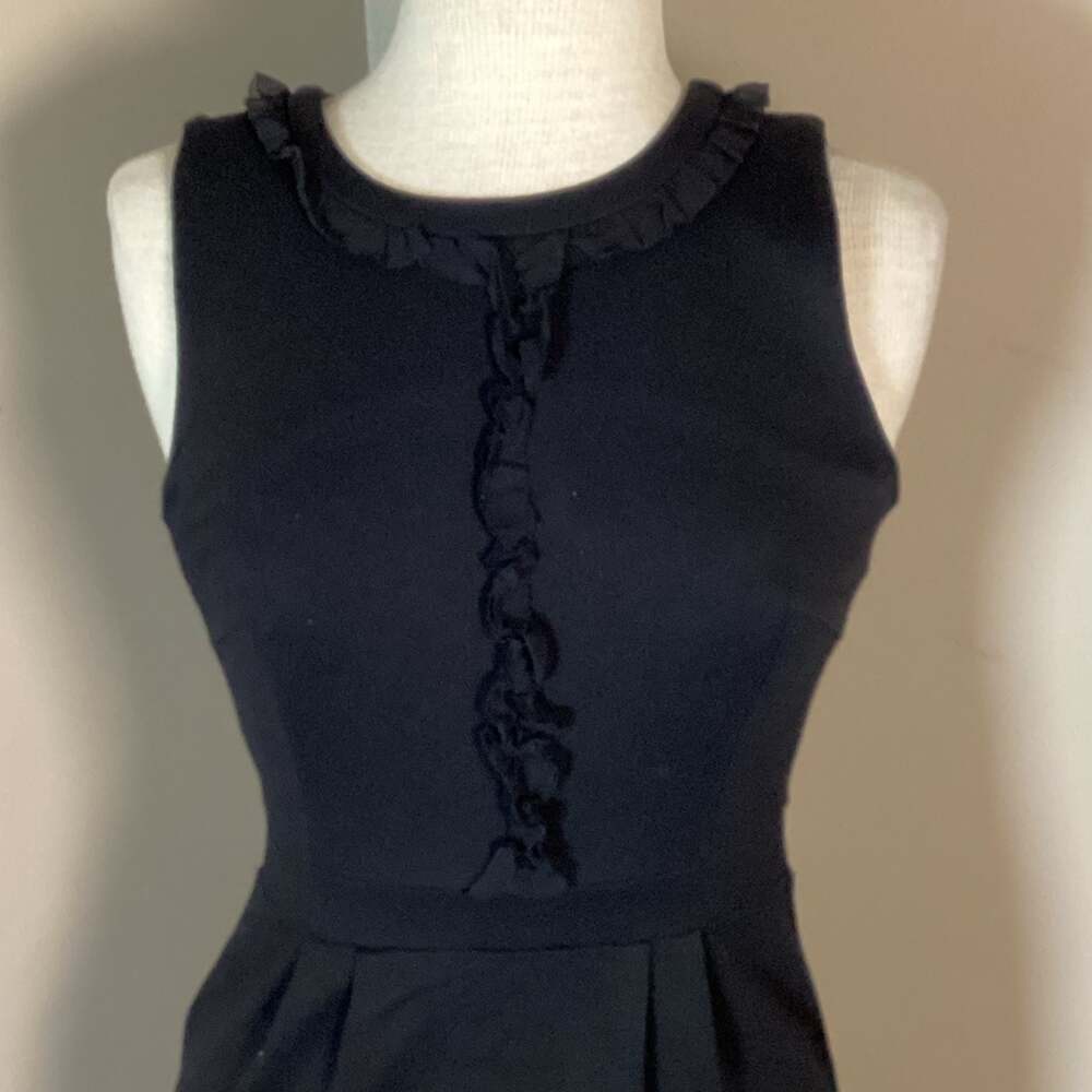 J.Crew Women's Black Sleeveless Ruffle Neck Sheath Dress Size 2 - Thumbnail 2