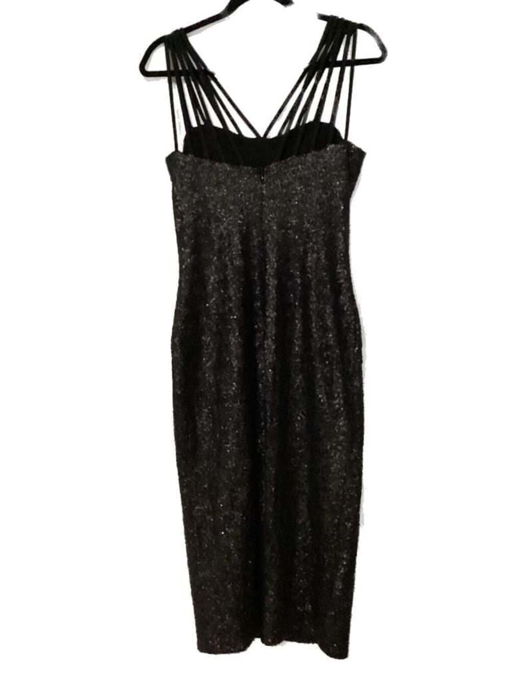 Dress the Population Gwen Black Strappy Sequin Midi Dress - Thumbnail 2