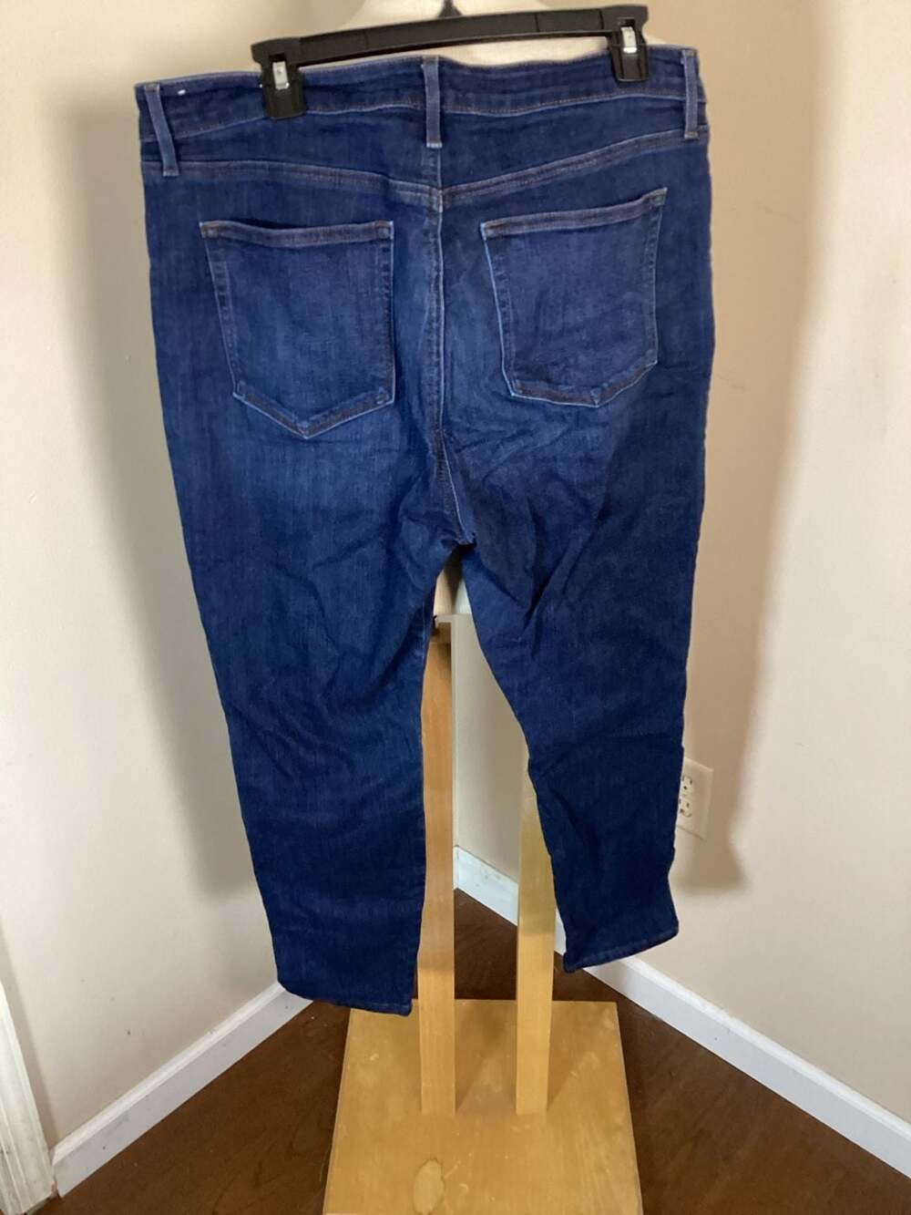 LOFT Curvy Skinny Jeans Size 32/14 Dark Wash Button Hem - Thumbnail 3