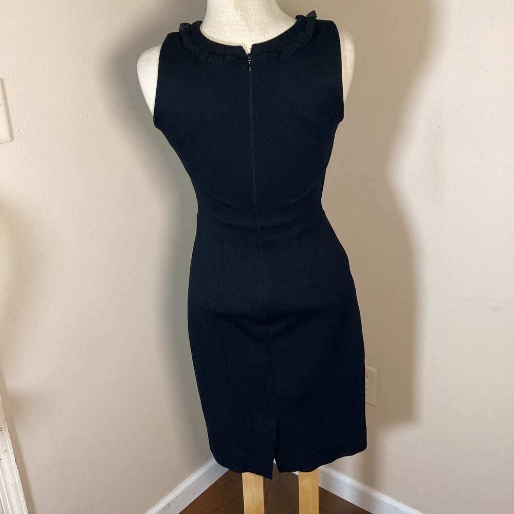 J.Crew Women's Black Sleeveless Ruffle Neck Sheath Dress Size 2 - Thumbnail 3