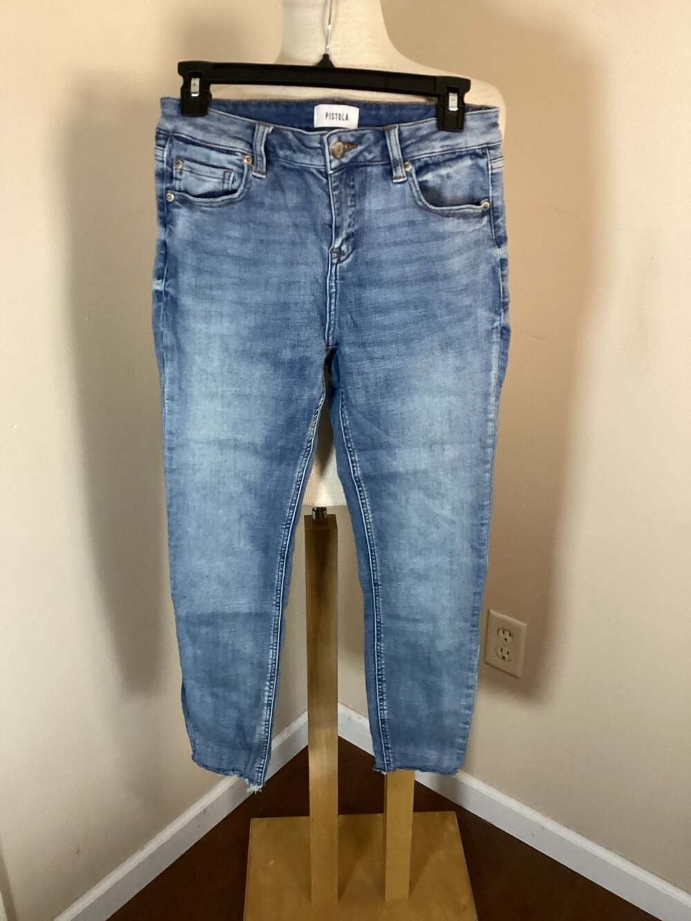 Pistola Women's Blue Denim Raw Hem Skinny Jeans Size 28 - Thumbnail 3