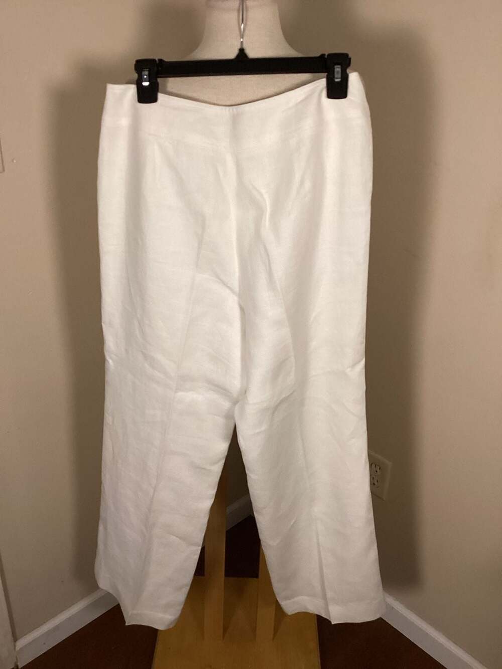 Talbots White Irish Linen Wide Leg Flat Front Trousers Size 10 - Thumbnail 2