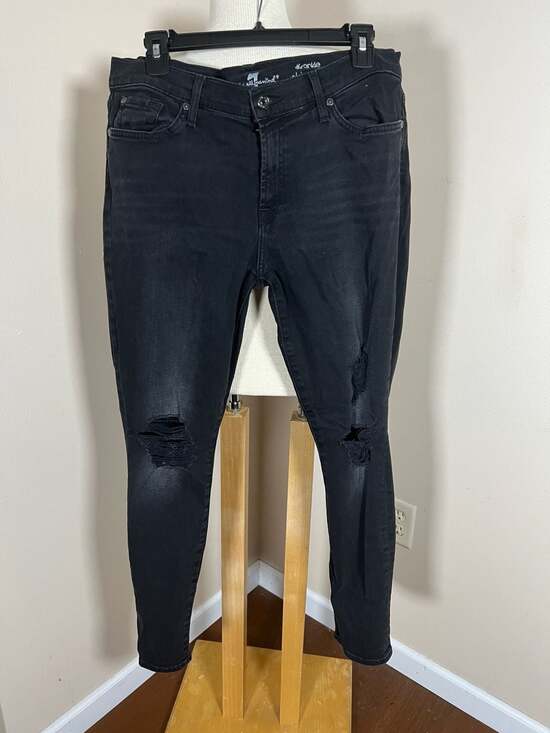 7 For All Mankind The Ankle Skinny Jeans Black Size 32 - Thumbnail 4