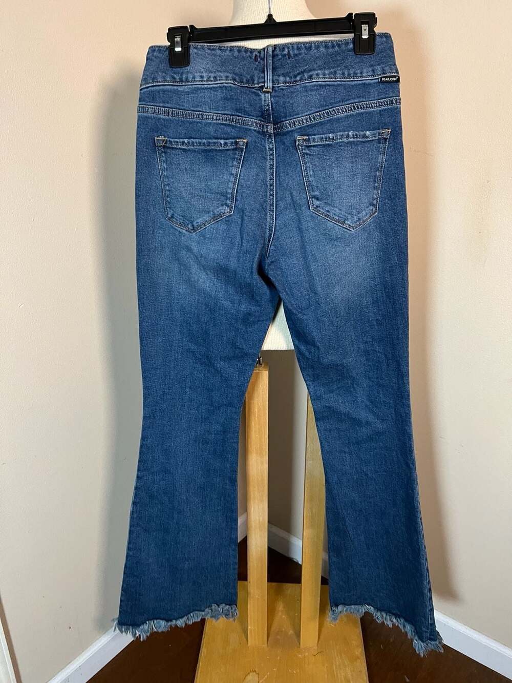 Dear John High Rise Flare Jeans with Frayed Hem Size 28 - Thumbnail 2