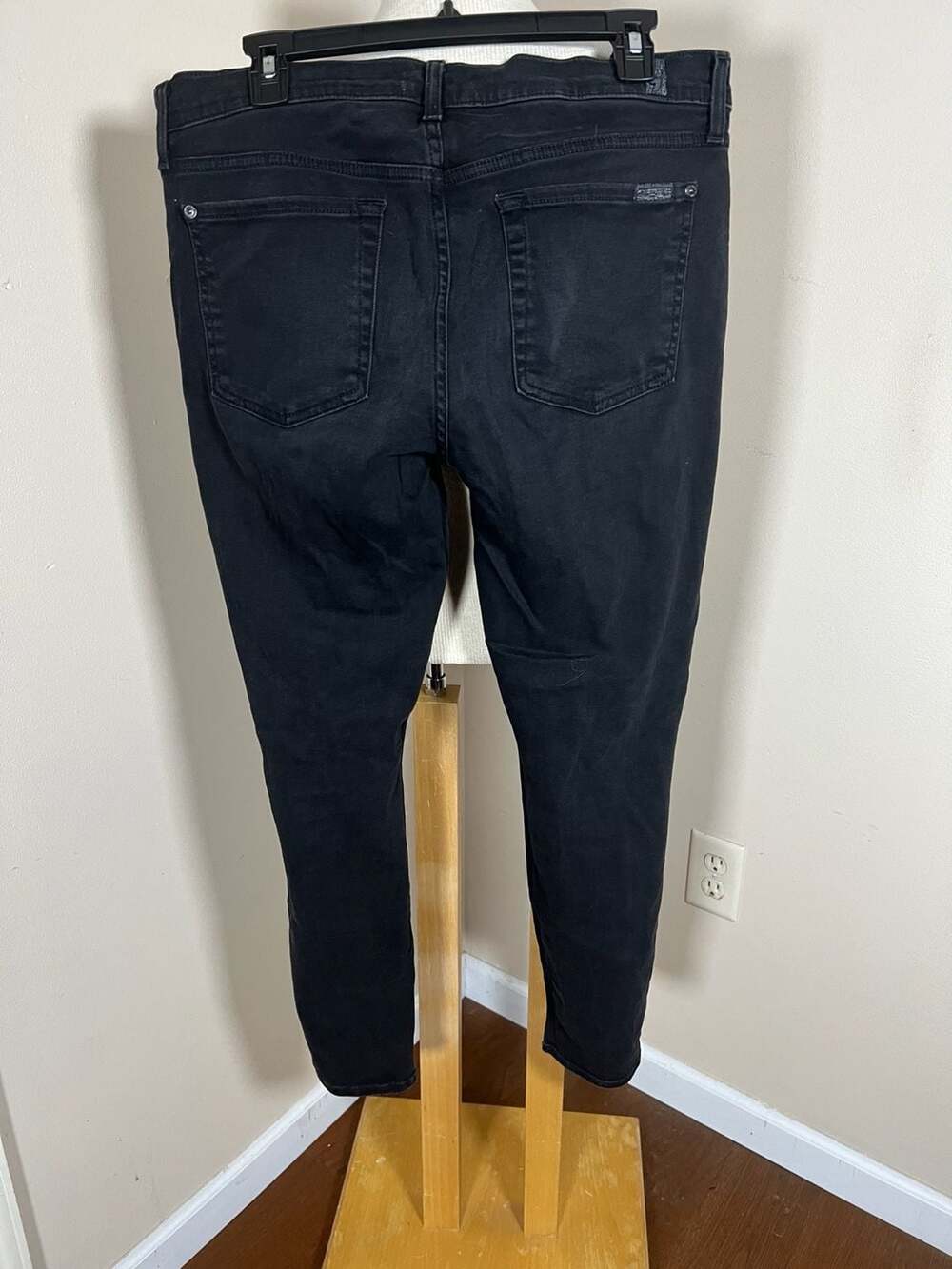 7 For All Mankind The Ankle Skinny Jeans Black Size 32 - Thumbnail 2