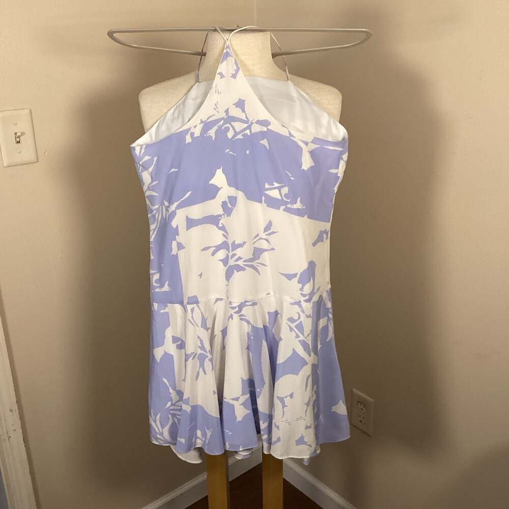 Club Monaco Purple and White Floral Halter Drop-Waist Mini Dress - Thumbnail 3