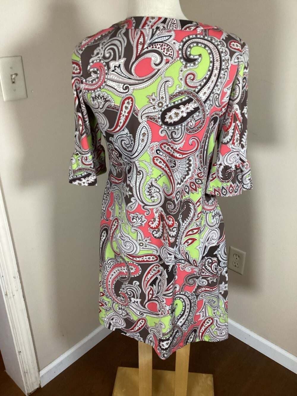 Jude Connally Paisley Print Ruffle Sleeve Dress Size M - Thumbnail 3