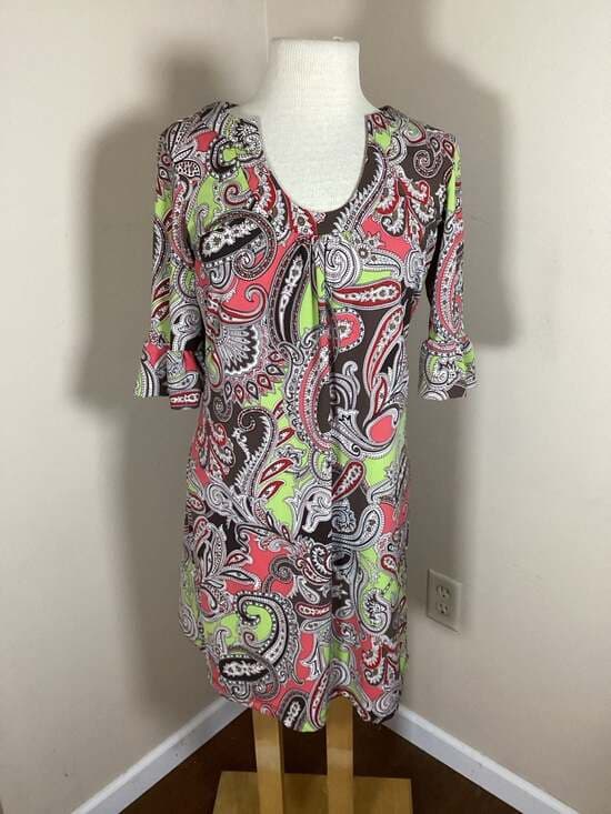 Jude Connally Paisley Print Ruffle Sleeve Dress Size M - Thumbnail 4