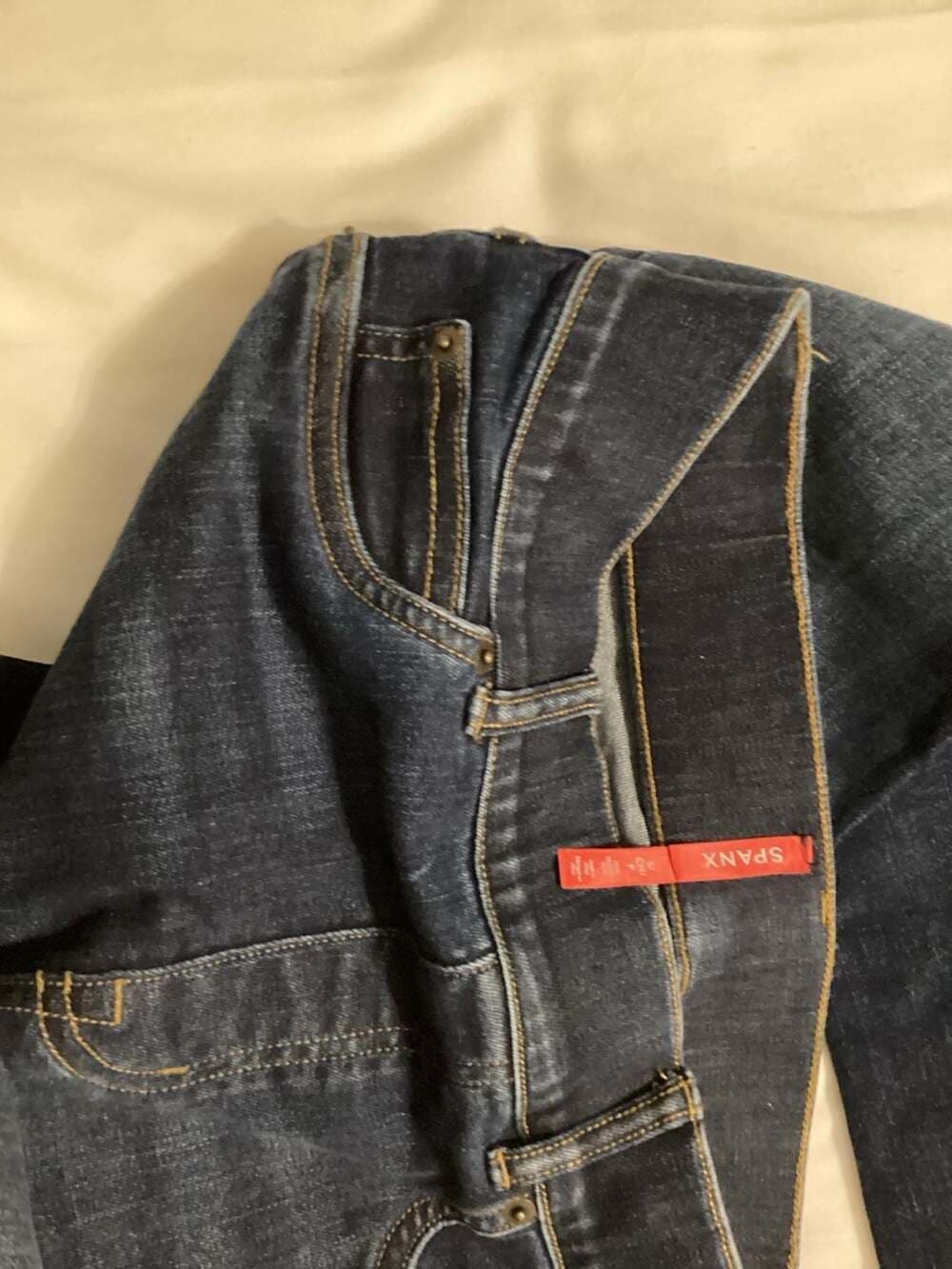 SPANX Flare Jeans in Midnight Shade with Raw Hem - Thumbnail 3