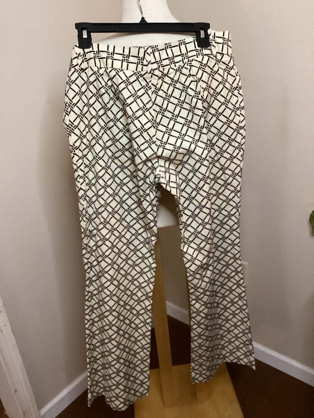 J.McLaughlin Size 12 Geometric Basketweave Print Straight Leg Trousers - Thumbnail 2