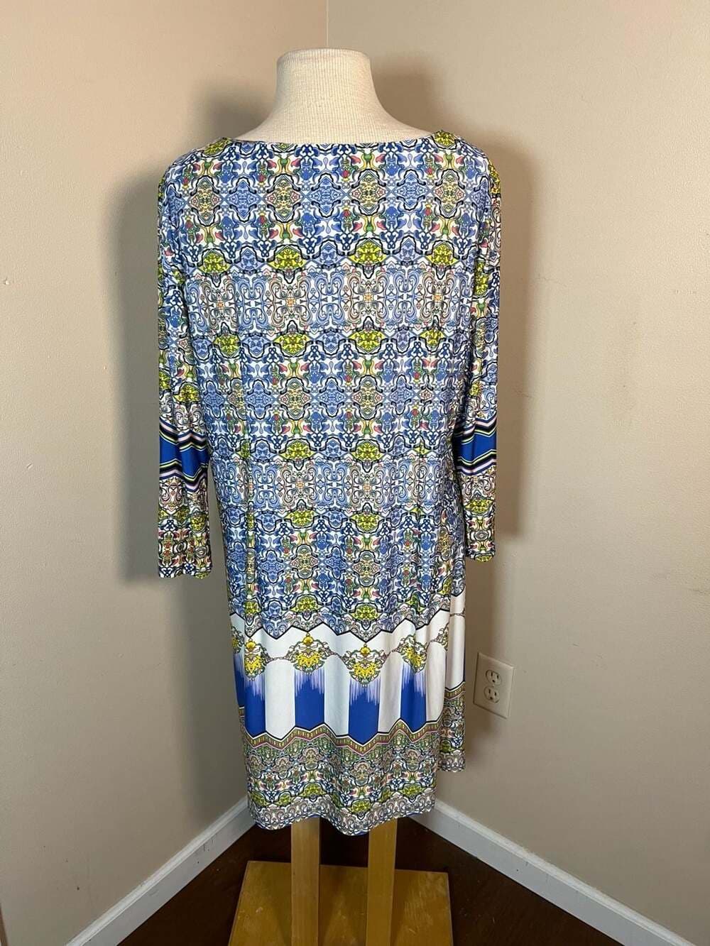 ISLE by Melis Kozan Geometric Mosaic Print Long Sleeve Dress Size XL - Thumbnail 2