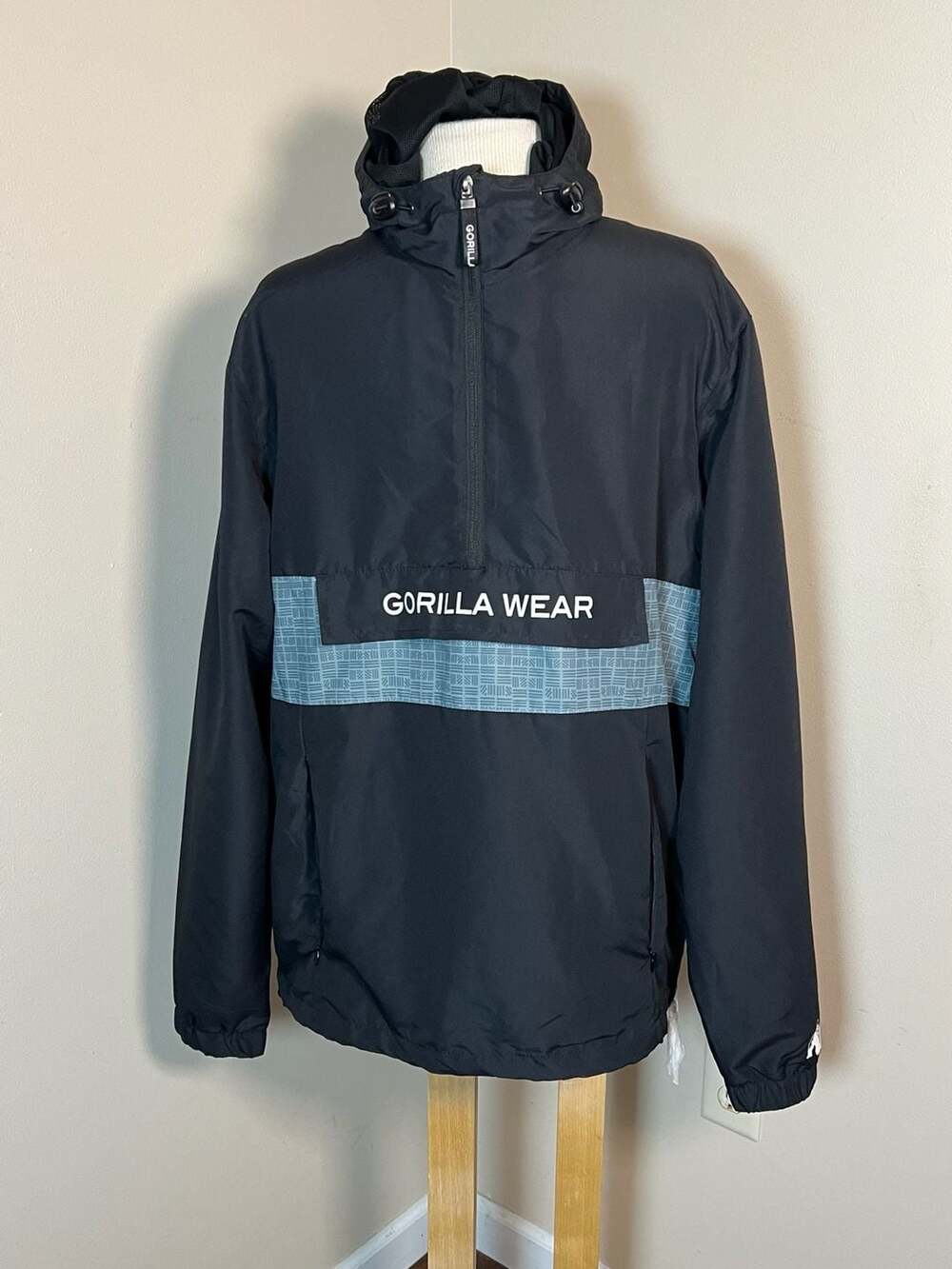 Gorilla Wear Black Half-Zip Windbreaker Anorak Jacket Size M - Thumbnail 4