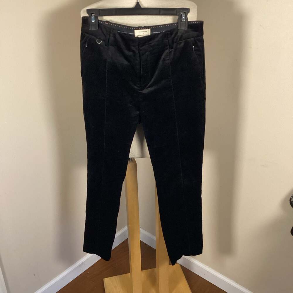 Anthropologie The Essential Velvet Slim Trousers in Black - Thumbnail 4