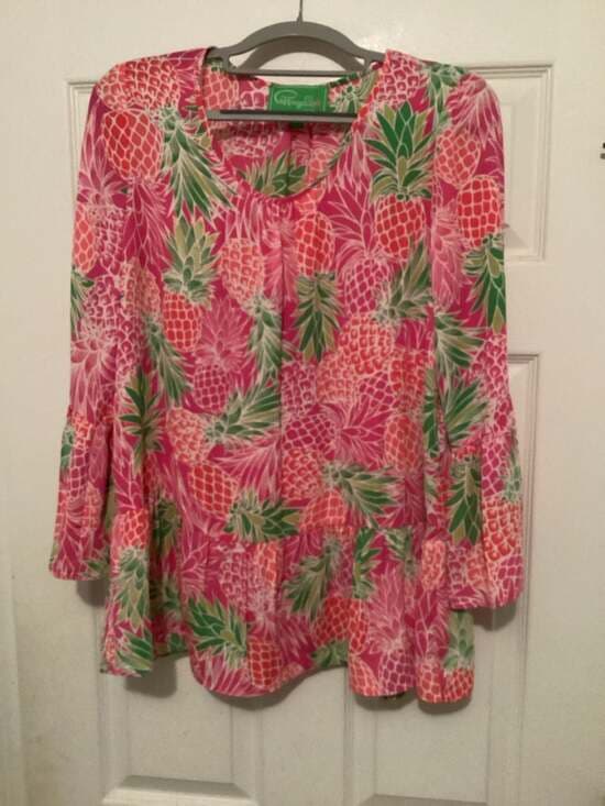 Cappagallo Pineapple Print Peplum Blouse Size M - Thumbnail 4