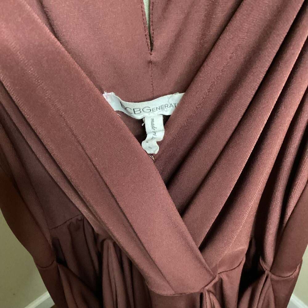 BCBGeneration Surplice Draped Pocket Jumpsuit Mauve Size S - Thumbnail 2