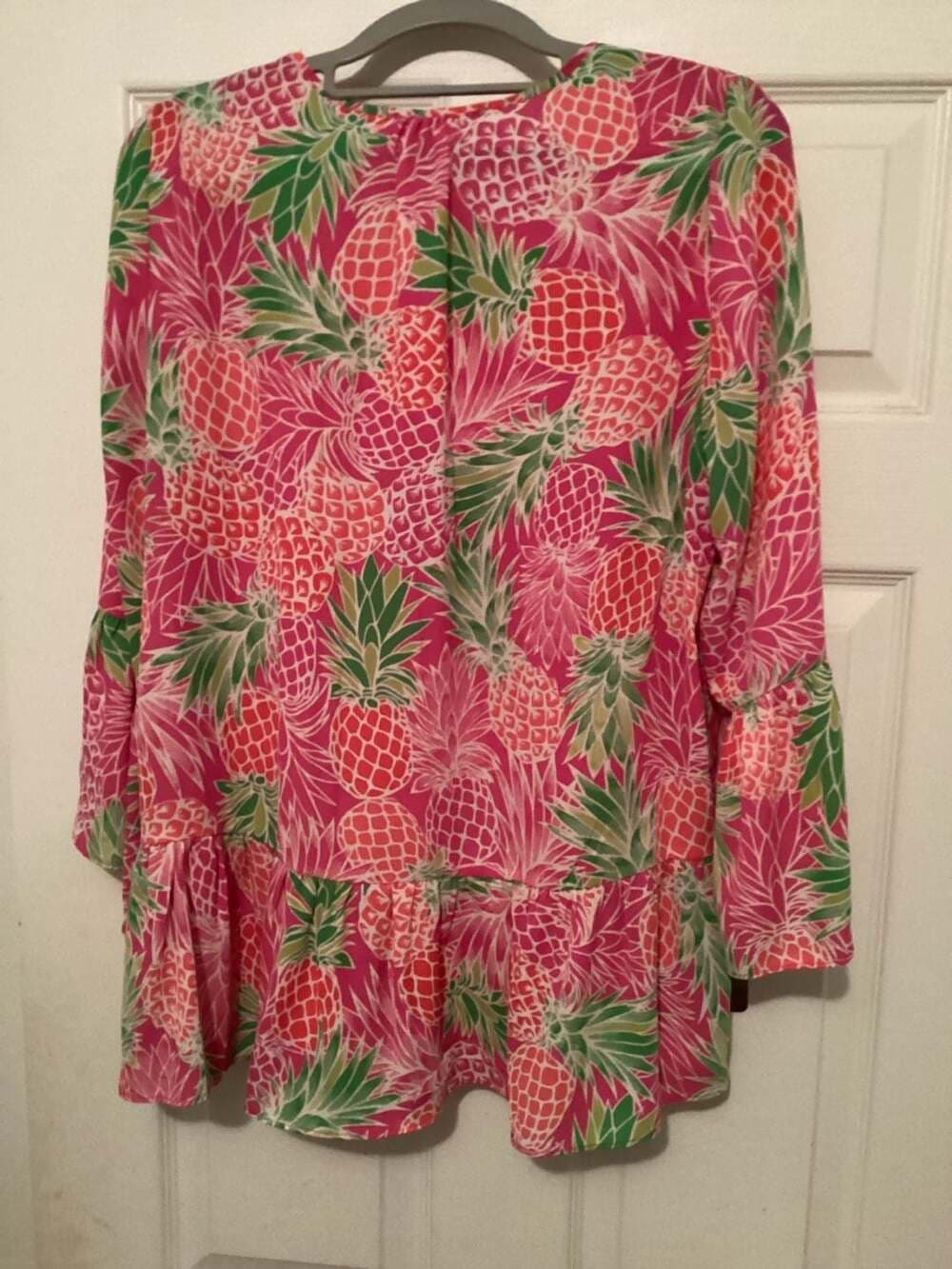 Cappagallo Pineapple Print Peplum Blouse Size M - Thumbnail 2