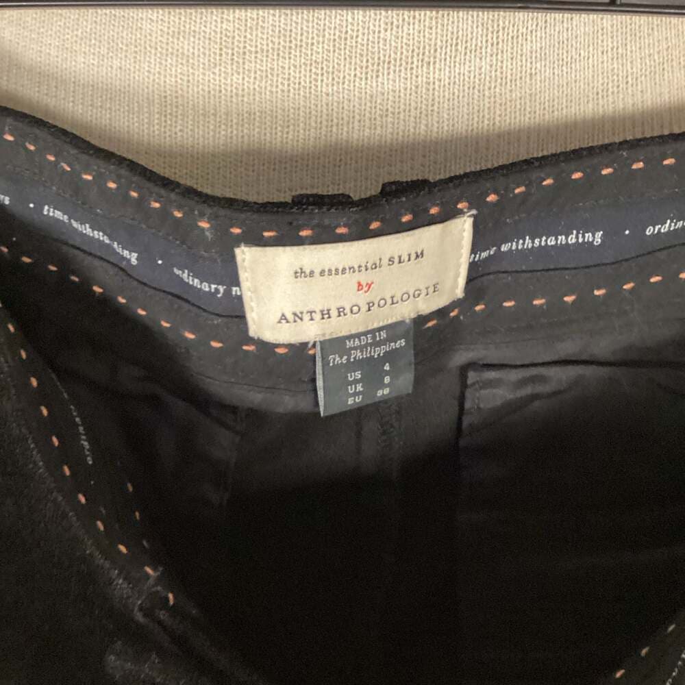 Anthropologie The Essential Velvet Slim Trousers in Black - Thumbnail 2