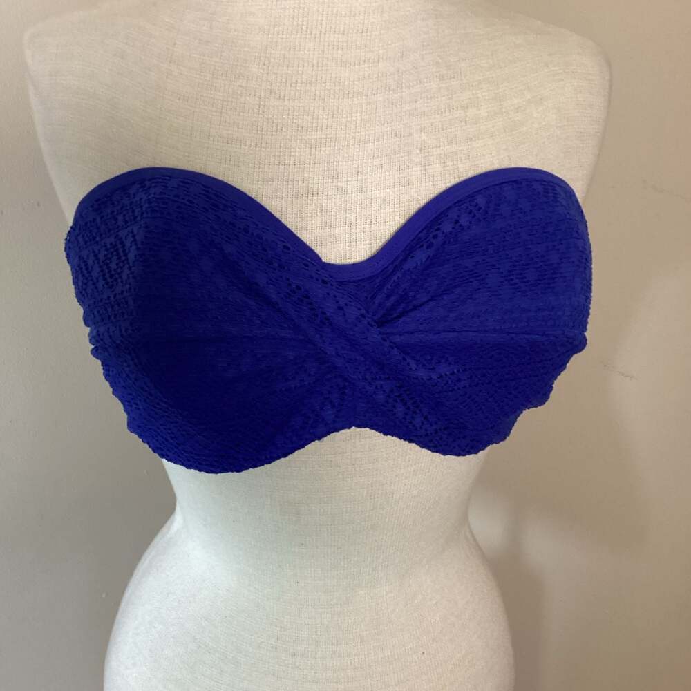 Panache Swim Anya Riva Crochet Bandeau Bikini Top Blue 36E - Thumbnail 5
