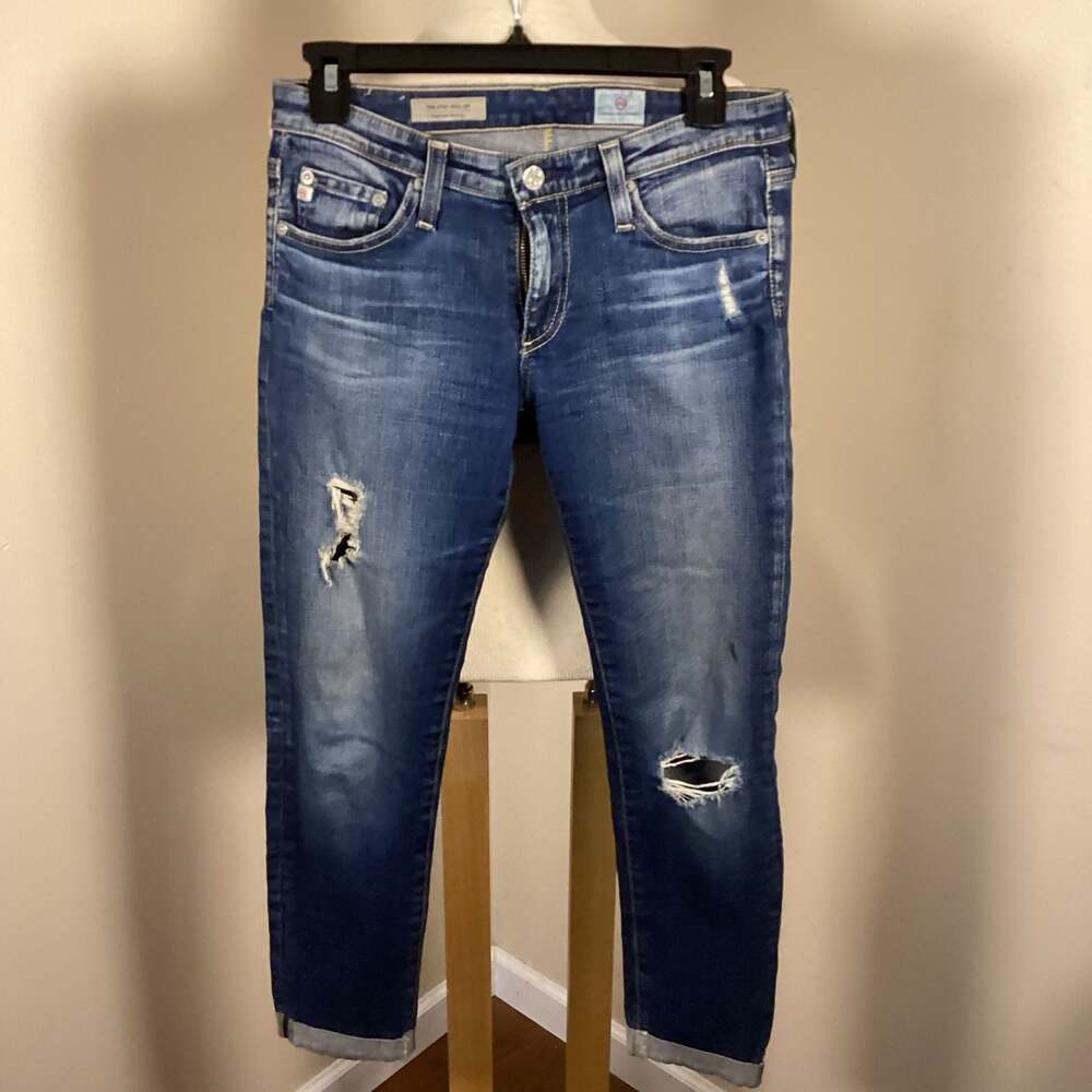 AG Adriano Goldschmied The Stilt Roll Up Cigarette Distressed Jeans Size 26 - Thumbnail 3
