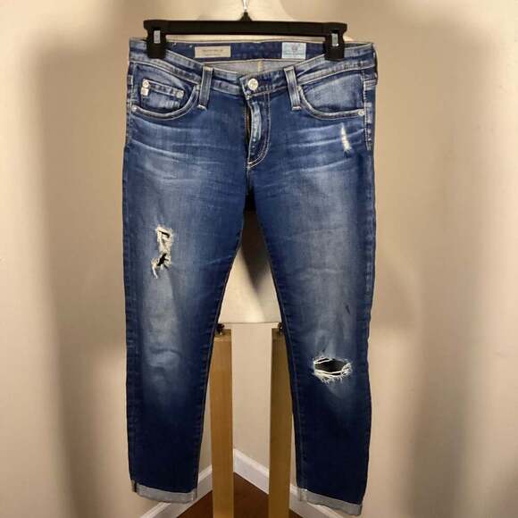 AG Adriano Goldschmied The Stilt Roll Up Cigarette Distressed Jeans Size 26 - Thumbnail 4