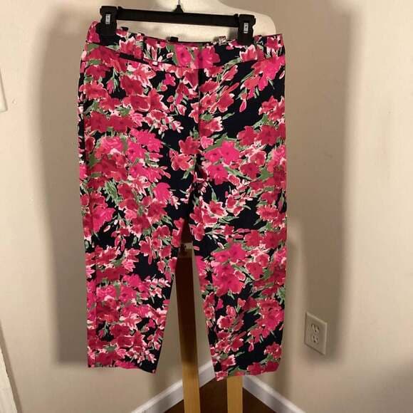 Talbots Petites Floral Print Signature Fit Cropped Chino Pants Size 4p - Thumbnail 4