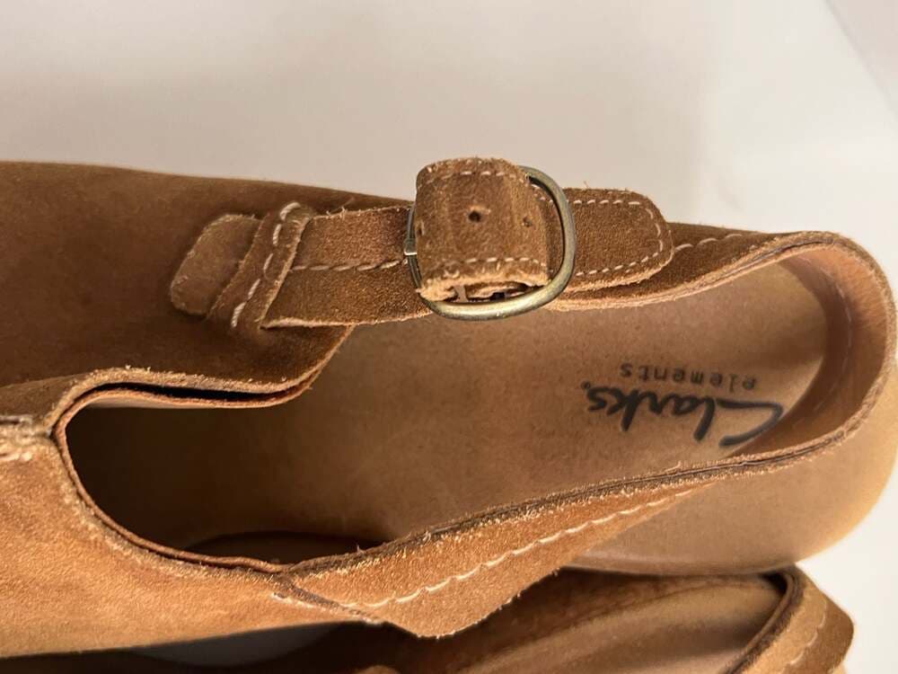 Clarks Elements Brown Suede Cork Wedge Slingback Sandals Size 10M - Thumbnail 2