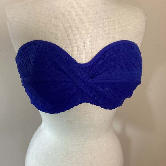 Panache Swim Anya Riva Crochet Bandeau Bikini Top Blue 36E - Thumbnail 6