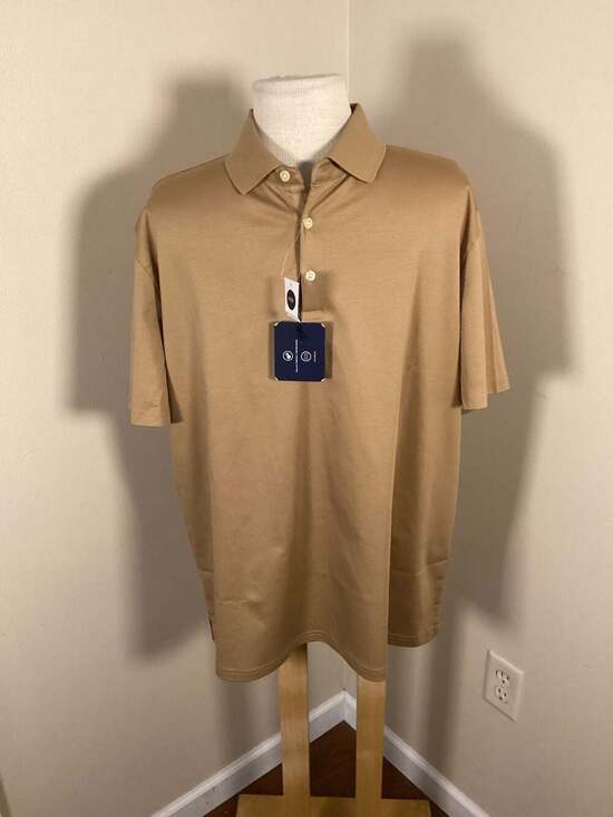 Joseph Abboud Modern Fit Tan Stretch Cotton Short Sleeve Polo Shirt NWT L - Thumbnail 4