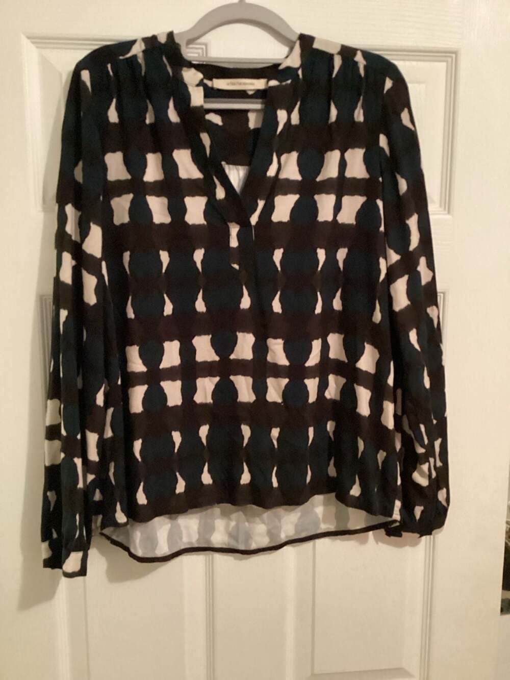 La Fée Maraboutée Geometric Print Long Sleeve Blouse Size 38 - Thumbnail 3