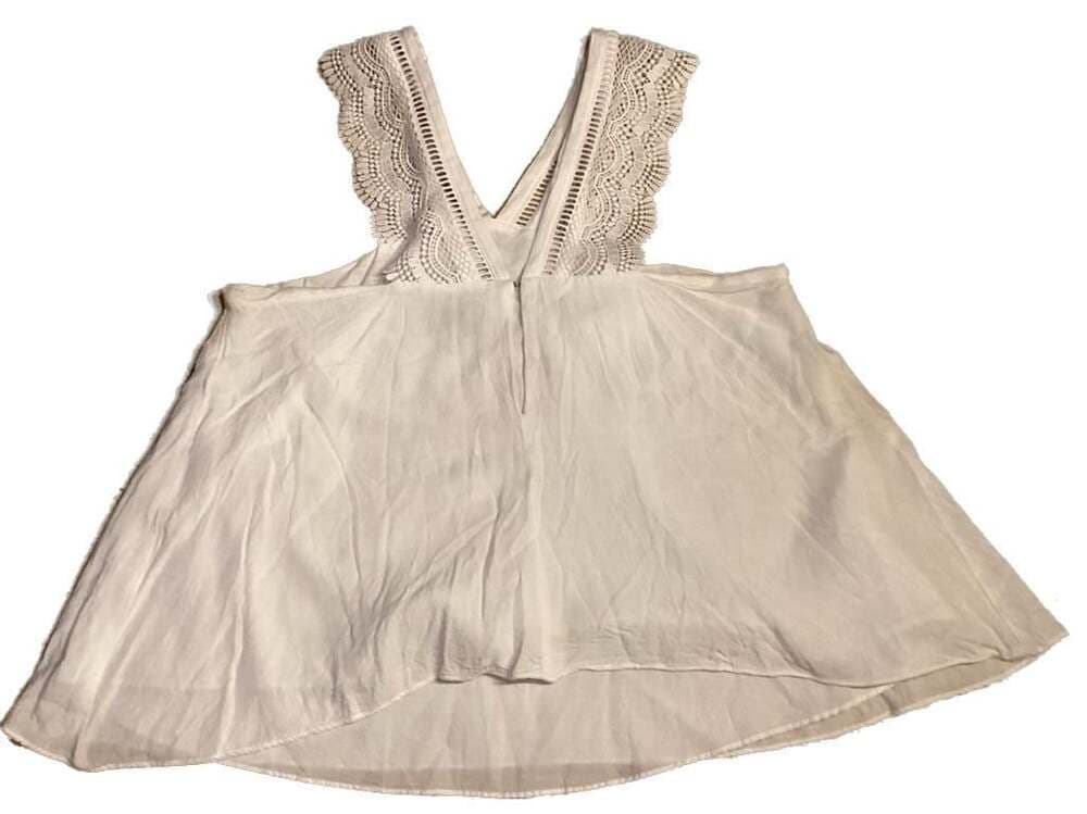 Greylin White Sleeveless Lace Trim Tank Top Size M - Thumbnail 2