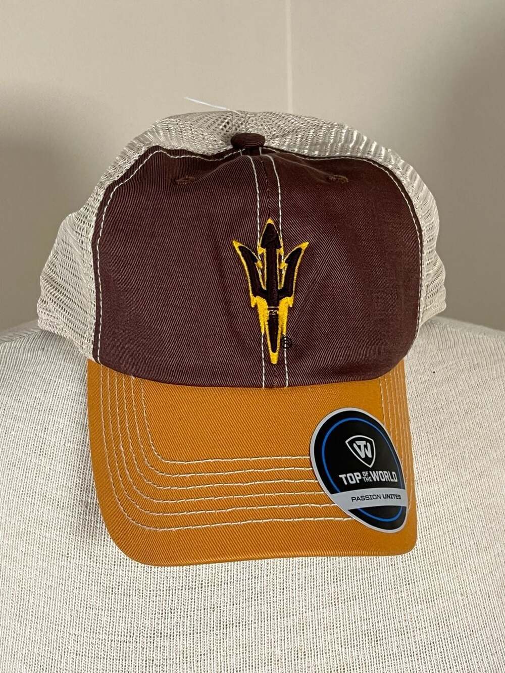 Arizona State Sun Devils ASU Trident Logo Top of the World Offroad Trucker Snapb - Thumbnail 2