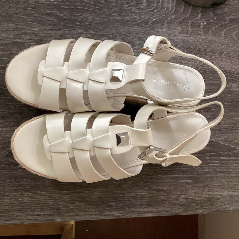 Marc Fisher White Gladiator Espadrille Platform Sandals Size 10M - Thumbnail 8